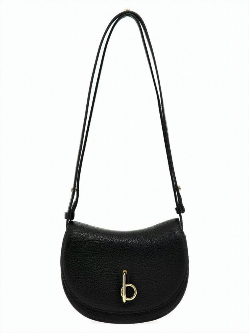 Burberry Crescent-Shaped Black Leather Shoulder Bag