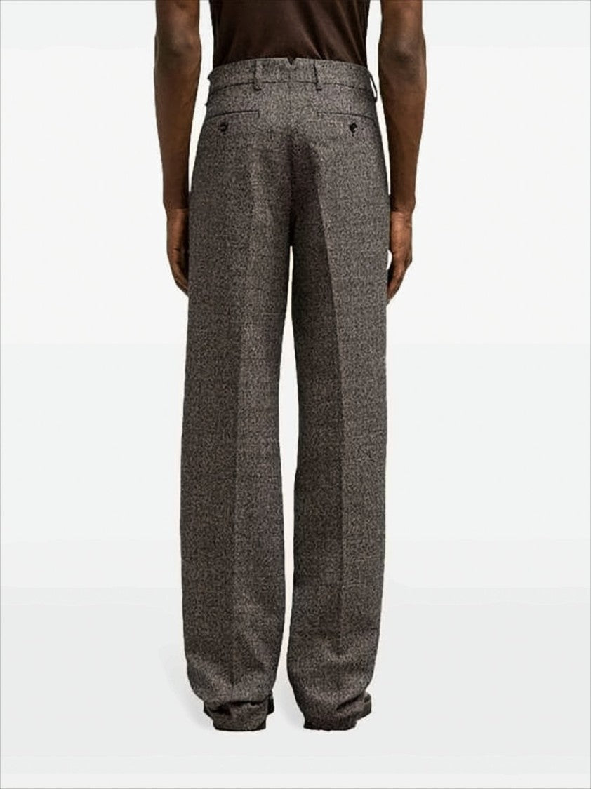 Ami Straight-Leg Textured Wool-Cotton Suit Pants