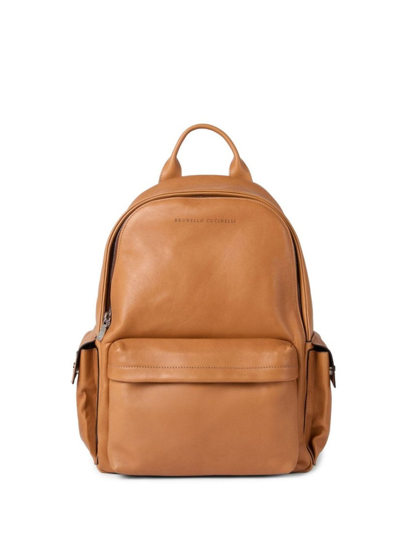 Brunello Cucinelli Structured Leather Backpack With Interior Organizational Pockets