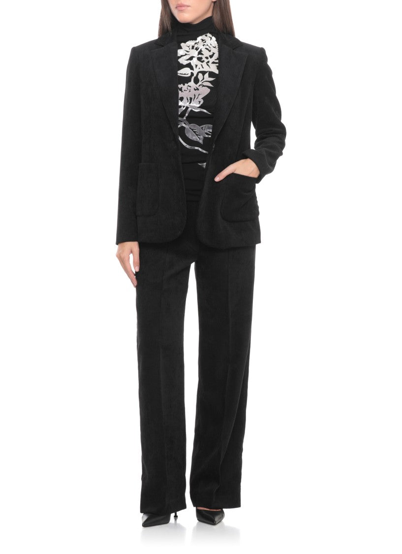 D. Exterior Black Corduroy Blazer