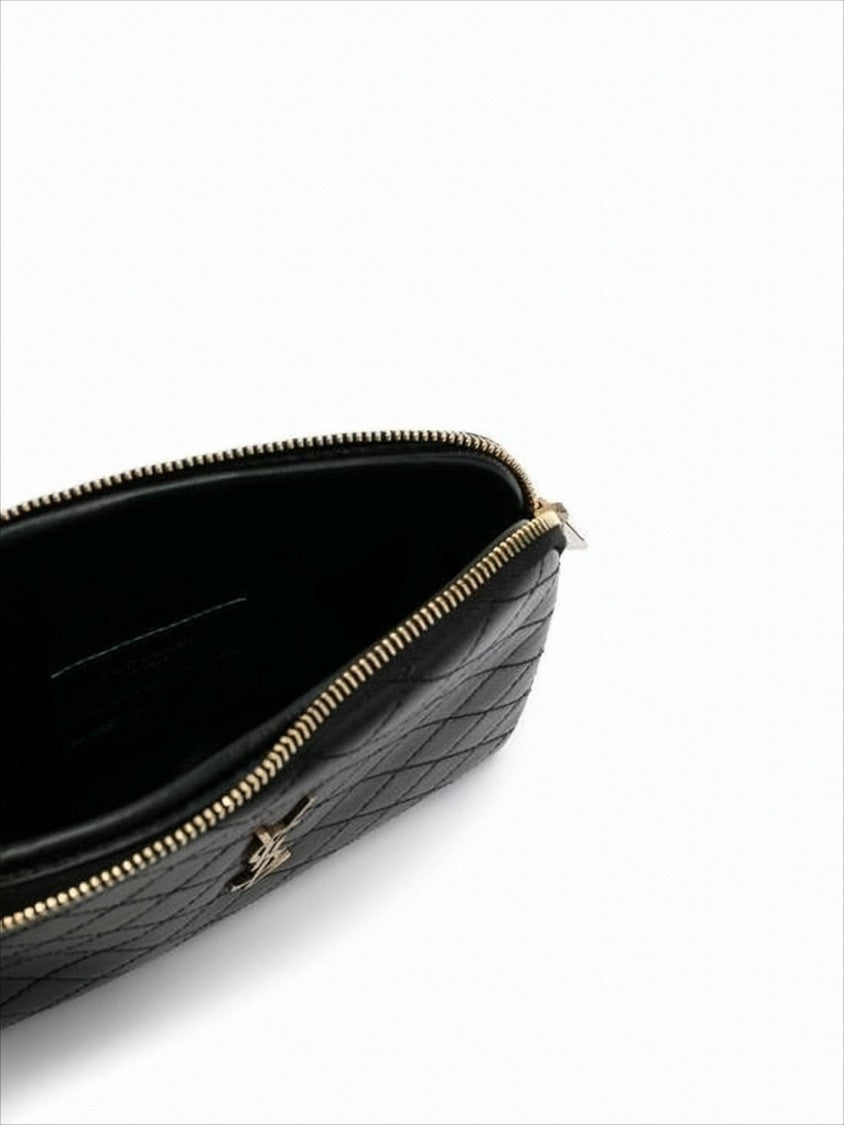 Saint Laurent Quilted Lambskin Crossbody Bag With Gold-Tone Ysl Logo
