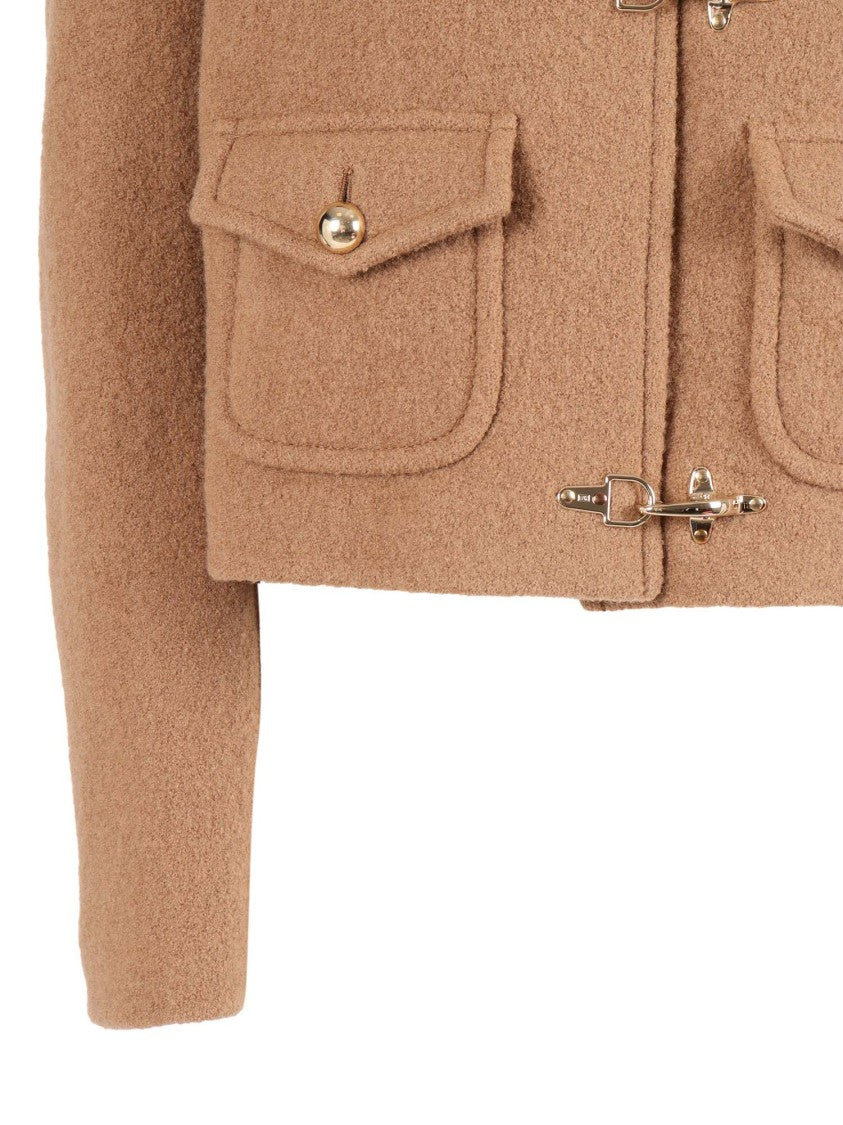 Fay Structured Wool Jacket With Hook Closures