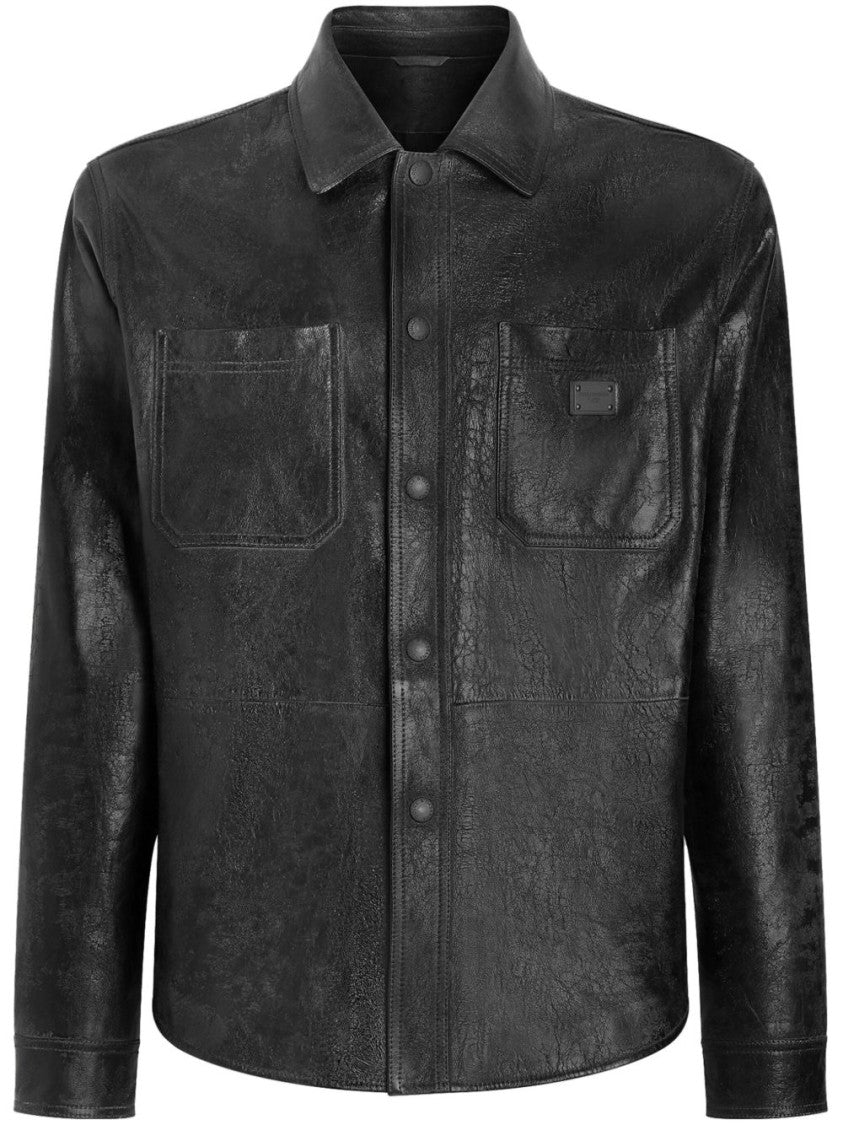 Dolce & Gabbana Structured Black Shirt With Classic Collar And Press-Stud Fastenings