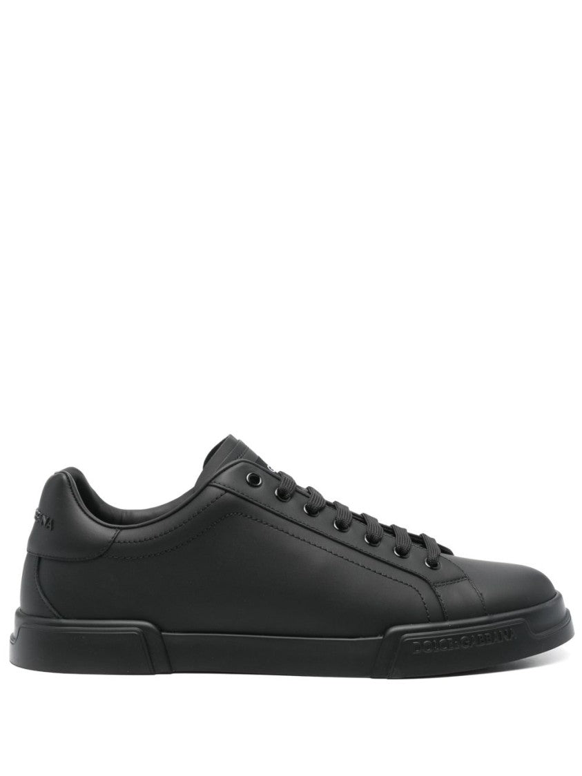 Dolce & Gabbana Portofino Light Sneakers In Smooth Black Leather