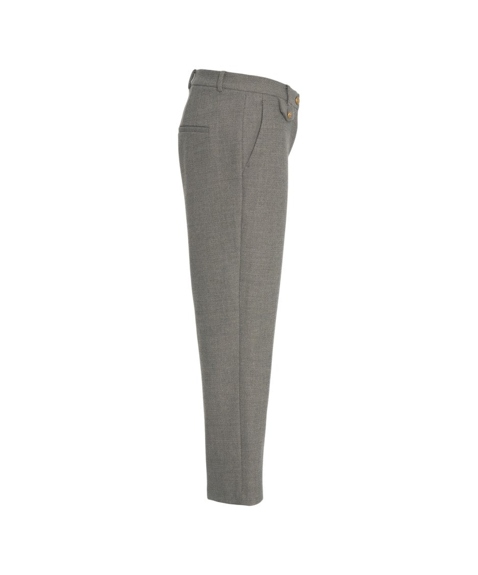 Cambio Cropped Trousers With Gold Button Detail And Tailored Fit