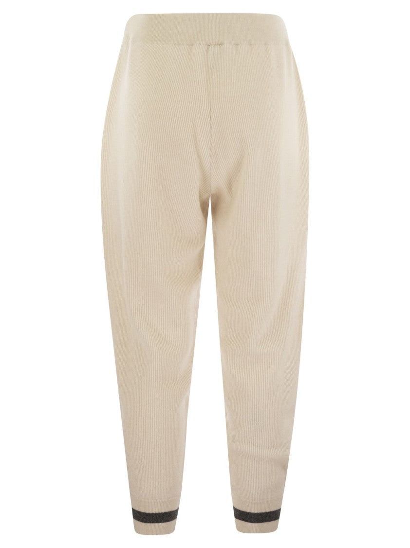 Brunello Cucinelli English Rib Cashmere Knit Trousers