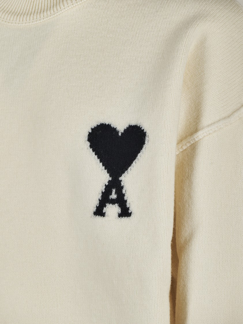 Ami Felted Knit Sweater With Heart