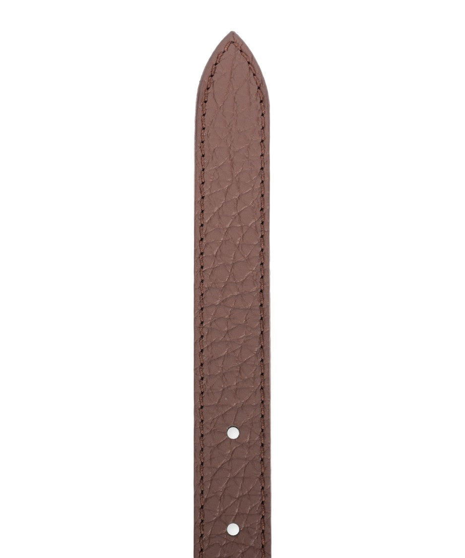 Orciani Grained Leather Belt With Silver-Tone Accents