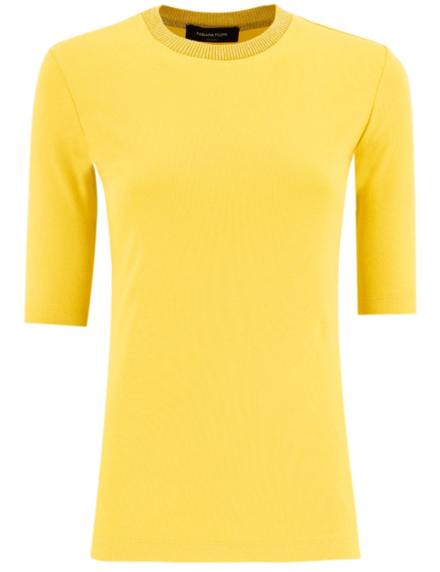 Fabiana Filippi Turmeric Slim Fit T-Shirt With Knitted Crew Neck
