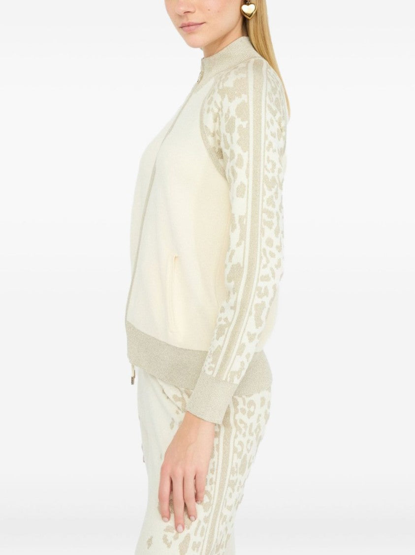 Liu Jo Bianco E Oro High Collar Sweater
