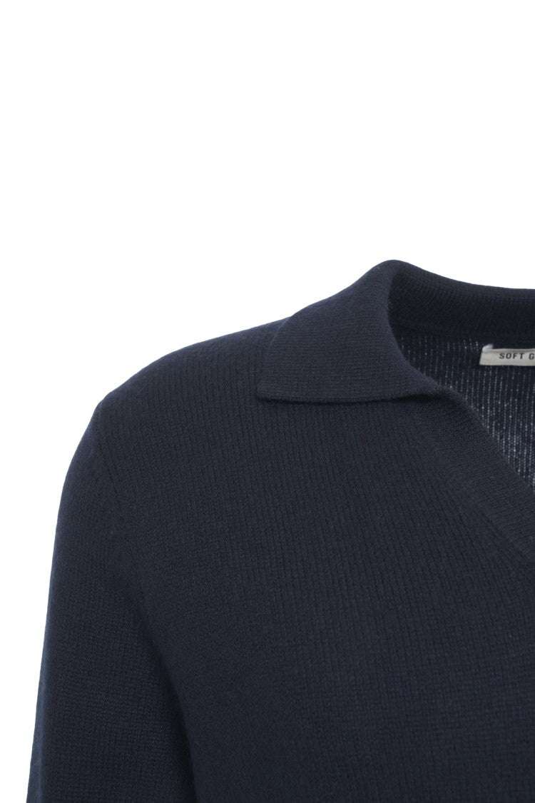 Soft Goat Cashmere Polo Sweater With Classic Collar