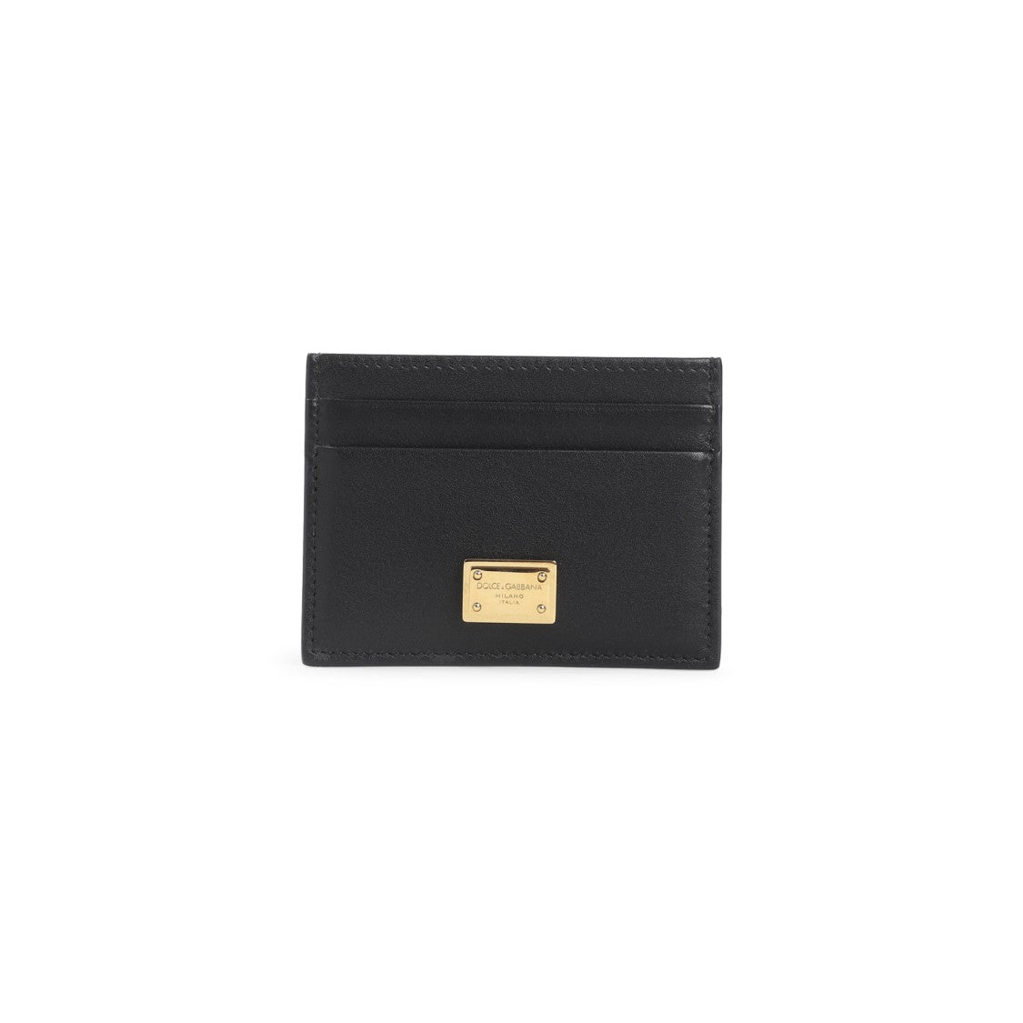 Dolce & Gabbana Black Calf Leather Credit Card Holder