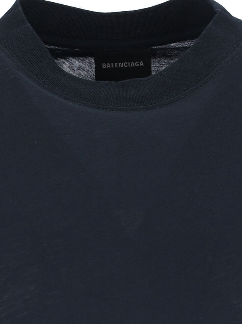 Balenciaga "Cocoon" Maxi Dress, In Black Cotton, Crew Neck