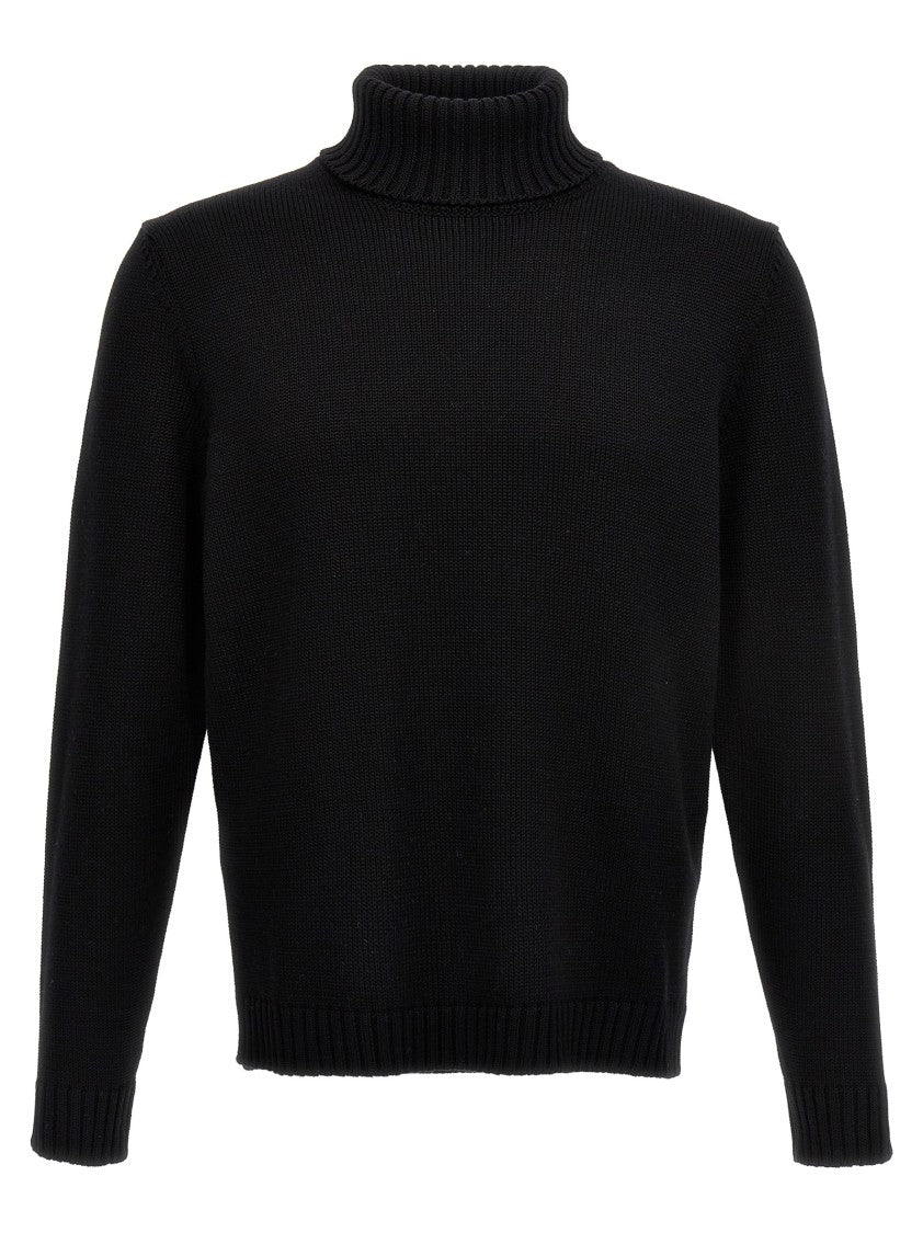 Zanone Ribbed Turtleneck Sweater In 100% Virgin Wool