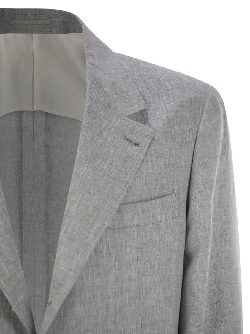 Brunello Cucinelli Deconstructed Jacket In Délavé Linen