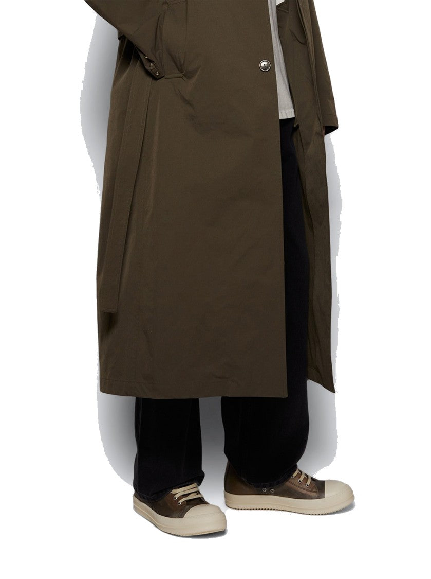 Rick Owens Hollywood Leather Low Sneakers Dust And Milk