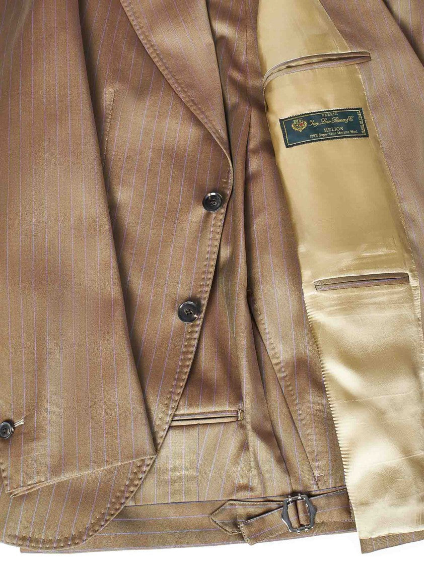 Franzese Collection Beige Pinstriped Suit With Tailored Jacket