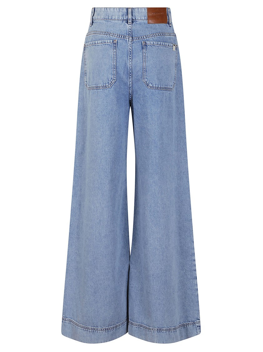 Max Mara Wide-Leg High-Waist Denim Jeans With Subtle Stitching