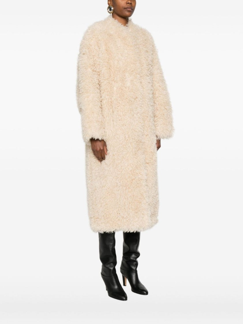 Stand Beige Tailored Coat With Classic Silhouette