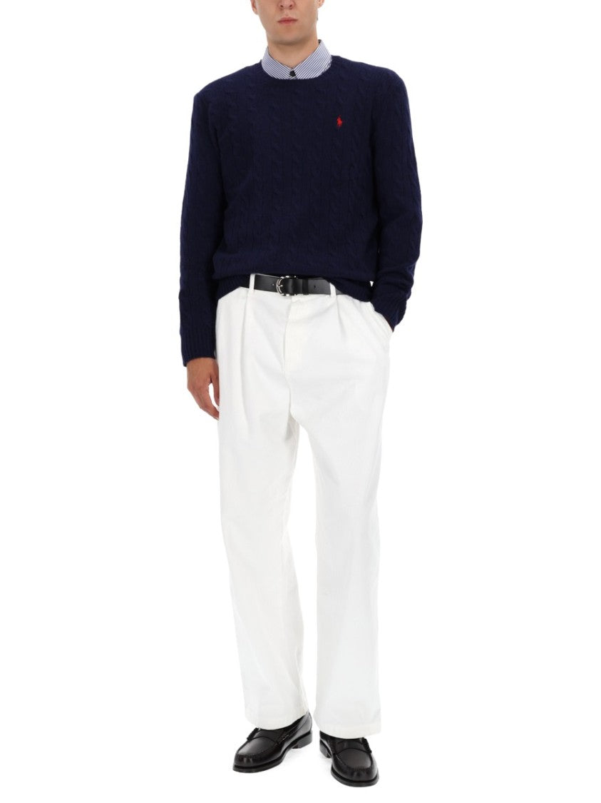 Polo Ralph Lauren Navy Cable-Knit Sweater With Ribbed Cuffs