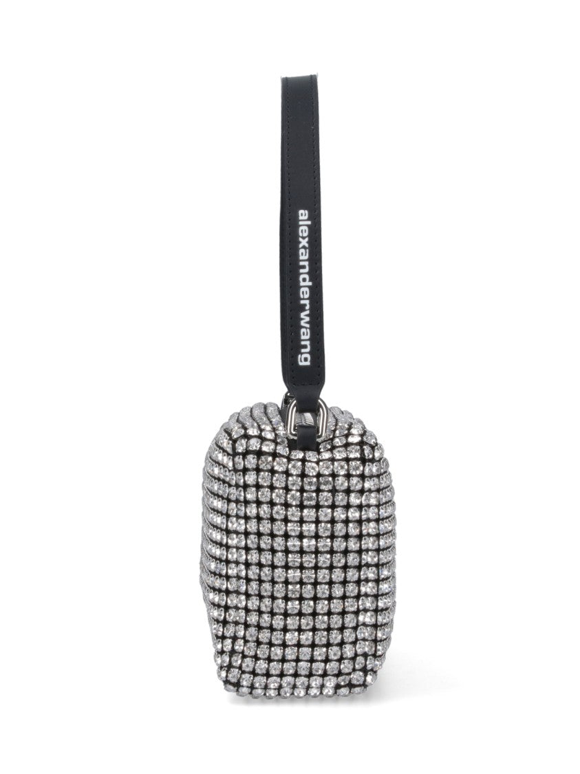 Alexander Wang "Heiress" Medium Pouch – Silver Crystal Mesh