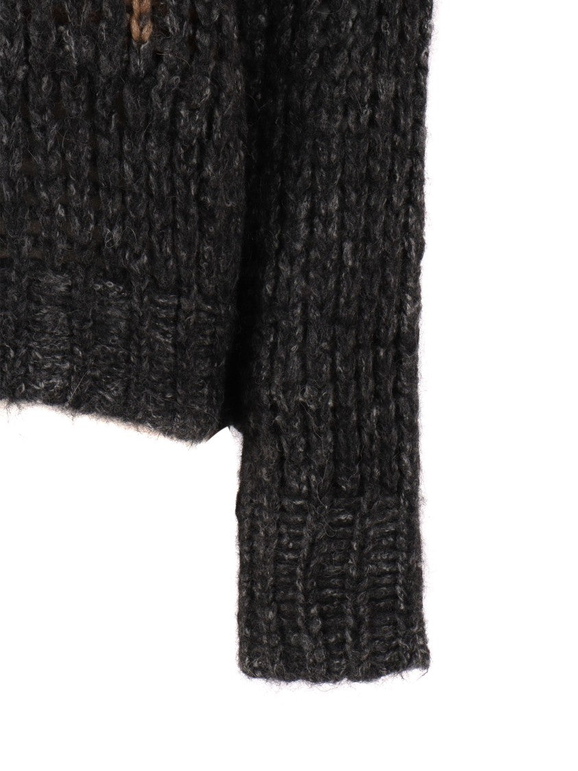 Peserico Cropped Knitted Sweater With Zigzag Pattern