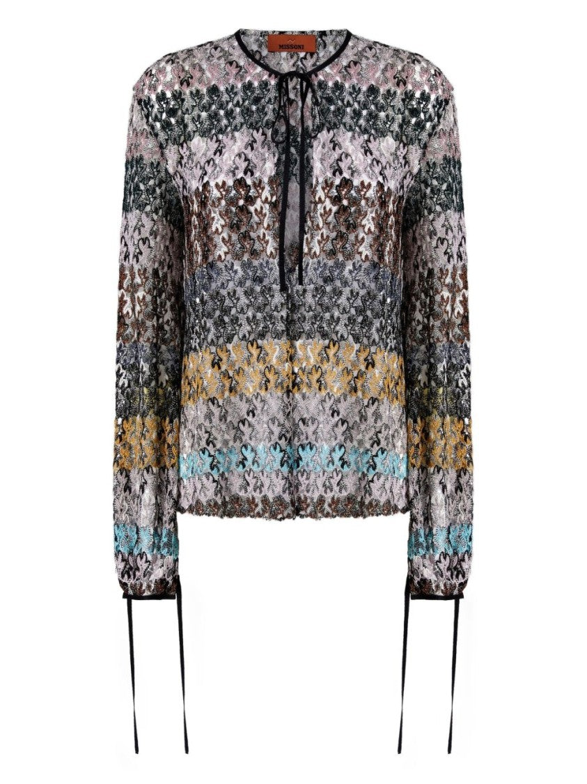 Missoni Floral Lace Shirt With Tie Neckline