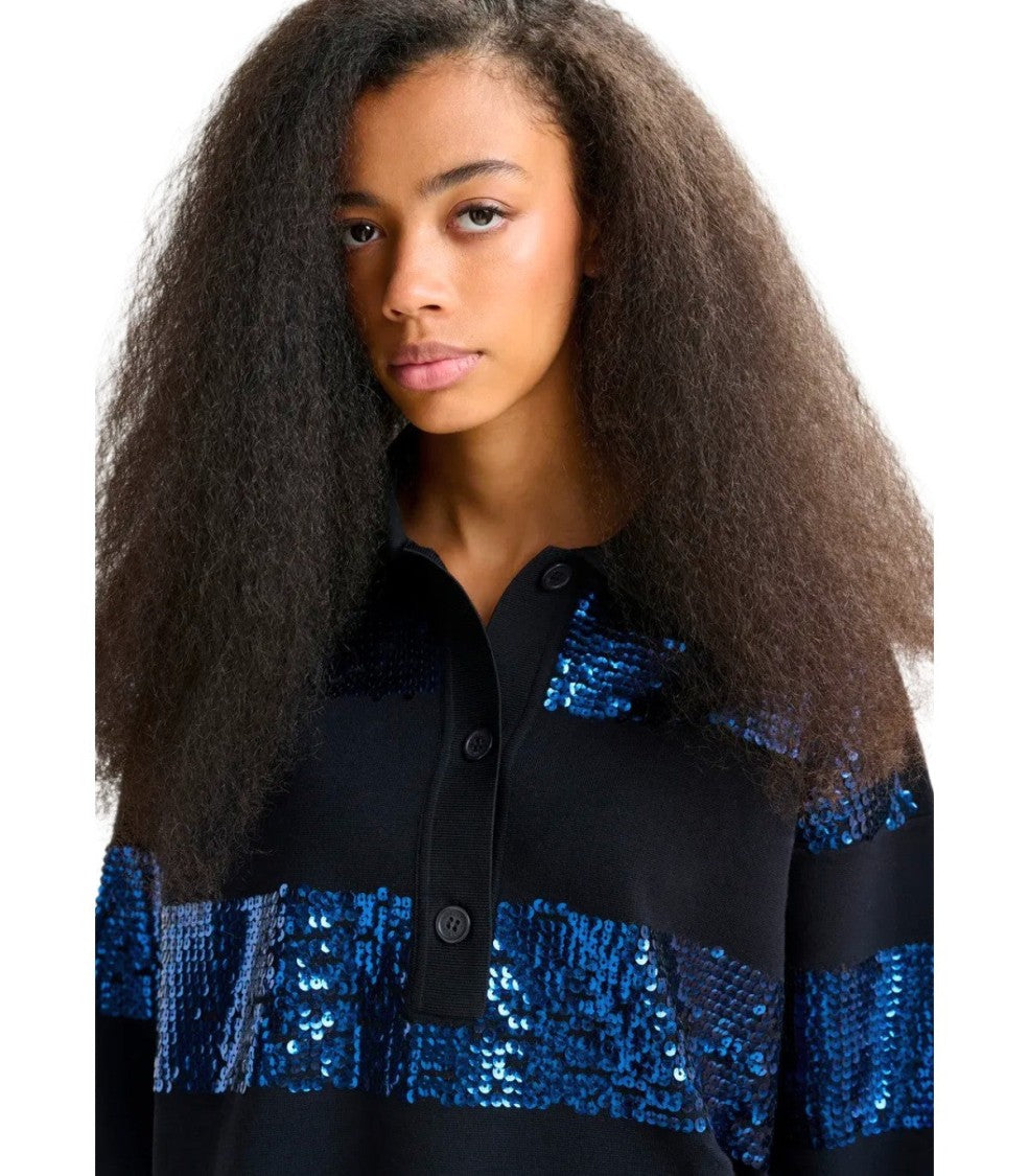 Essentiel Antwerp Illuminati Black Knitted Poloshirt