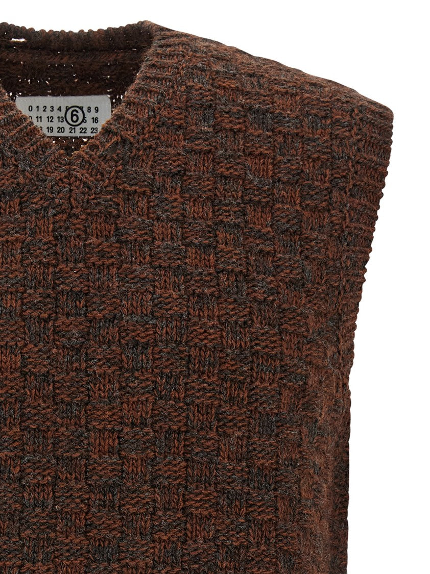 Mm6 By Maison Margiela Distressed Wool Blend Vest