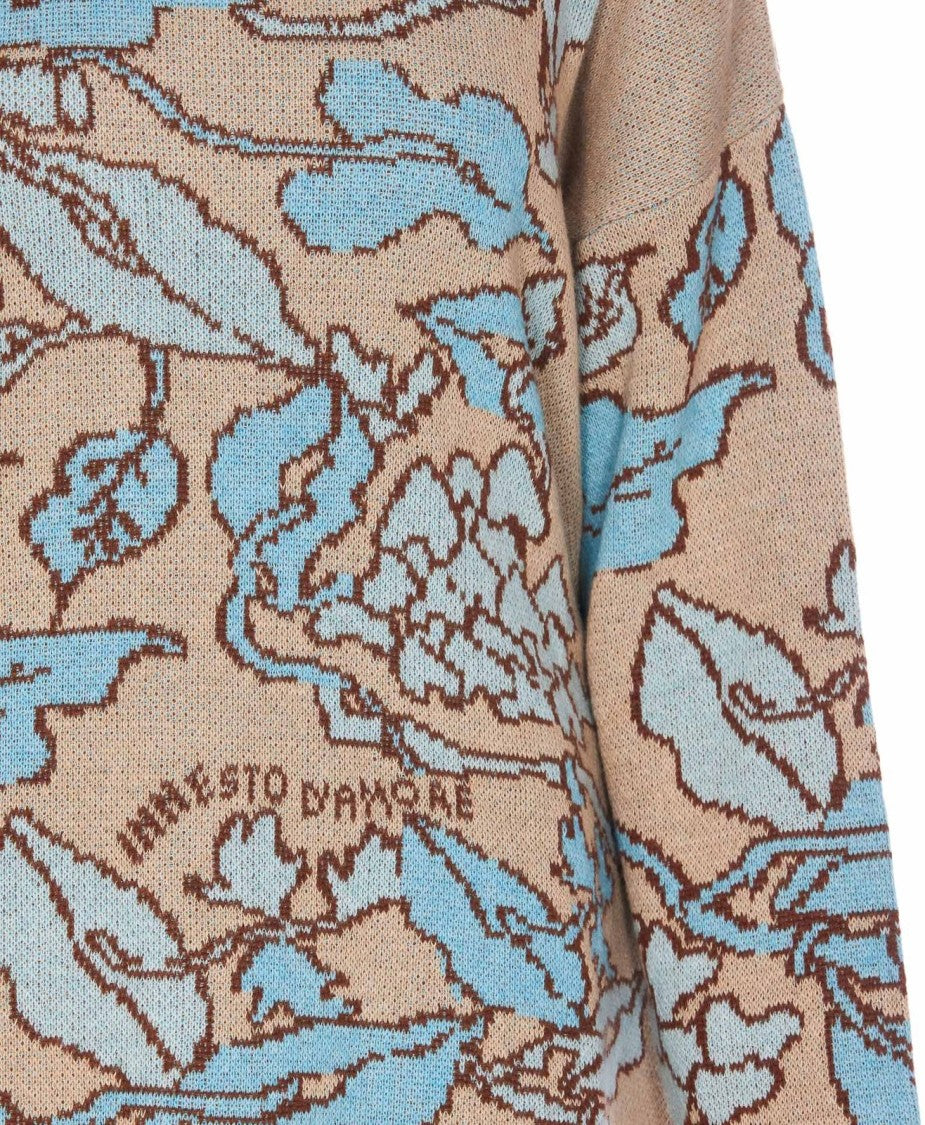 Twin-Set Maxi Pullover With Floral Pattern