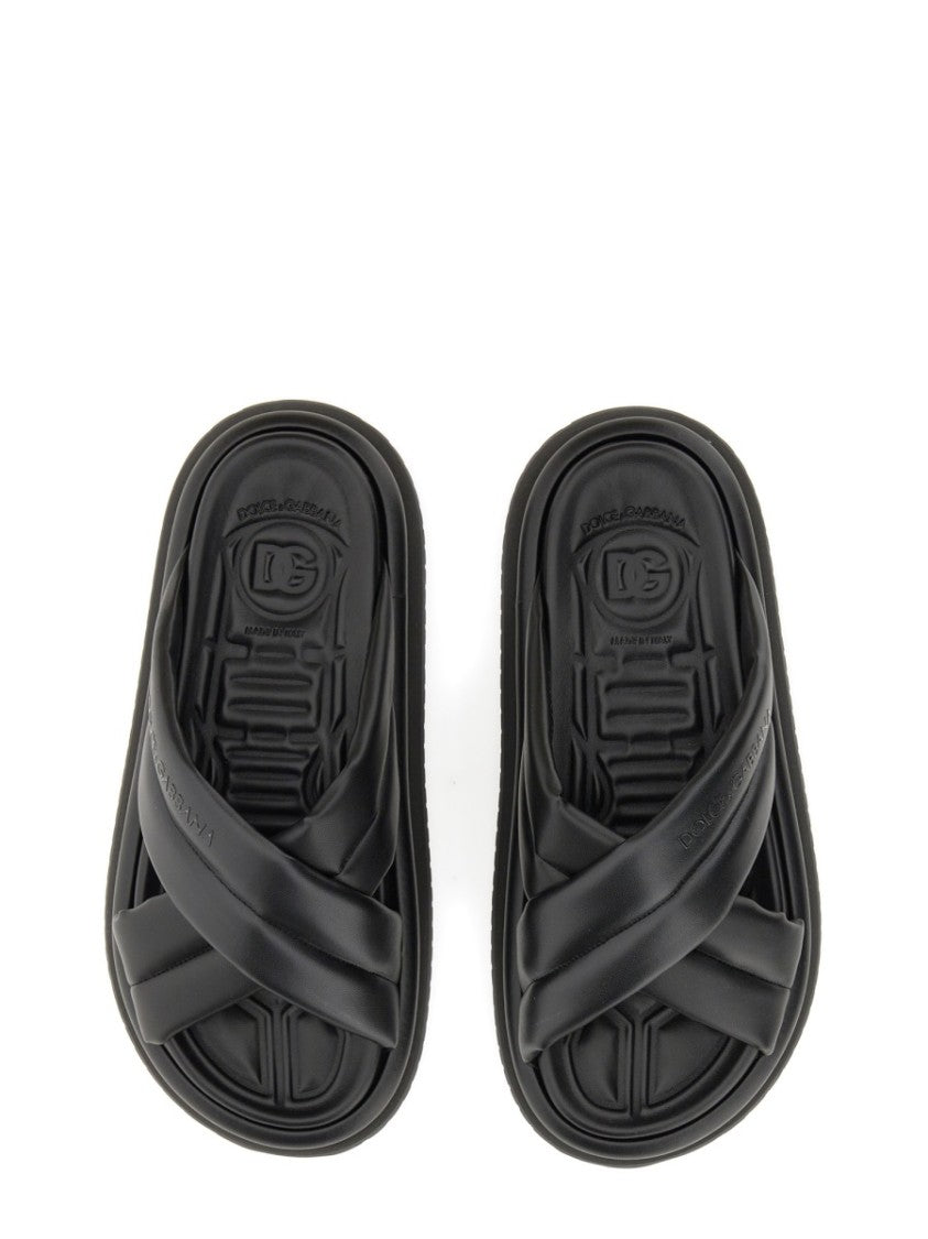 Dolce & Gabbana Nappa Effect Fabric Sandal