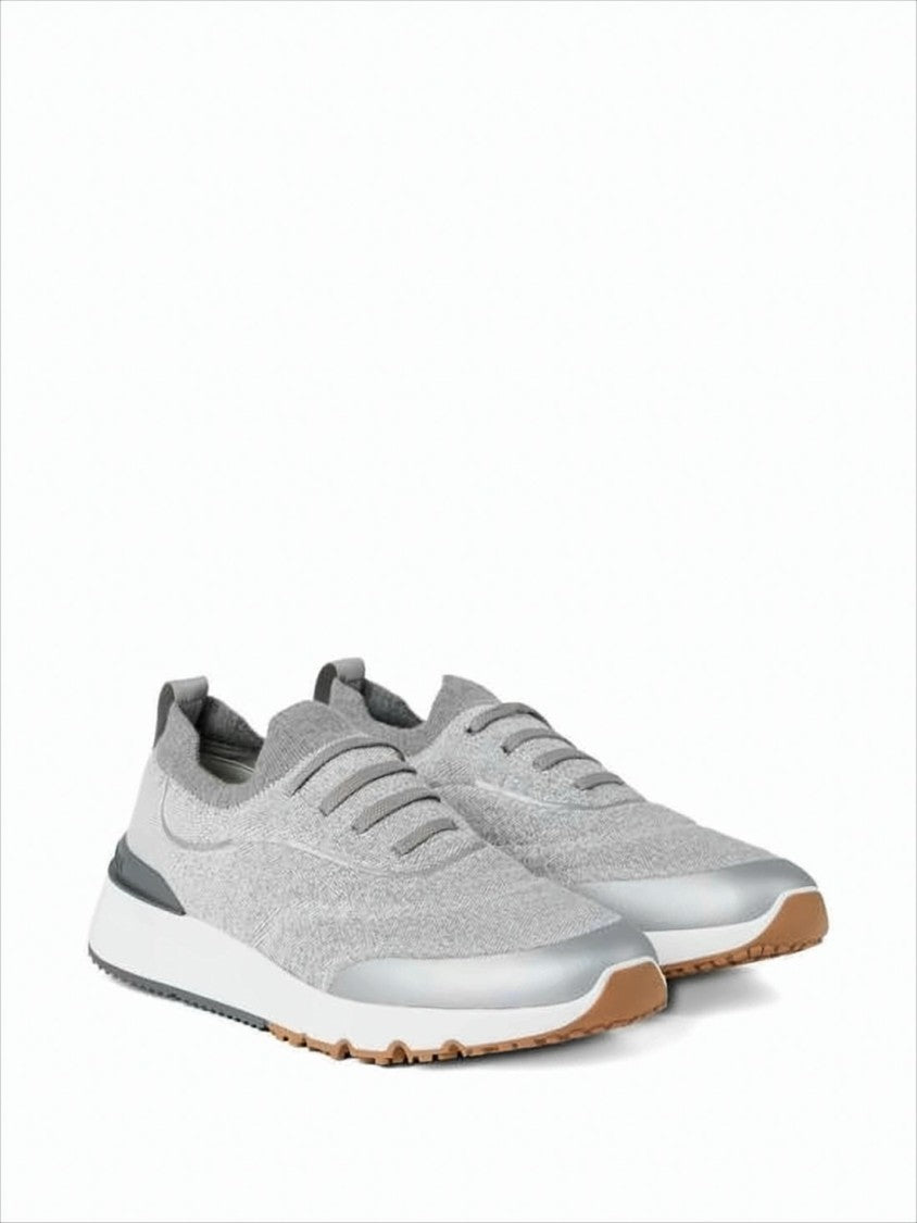 Brunello Cucinelli Knitted Low-Profile Sneakers With Tonal Laces And Cushioned Midsole