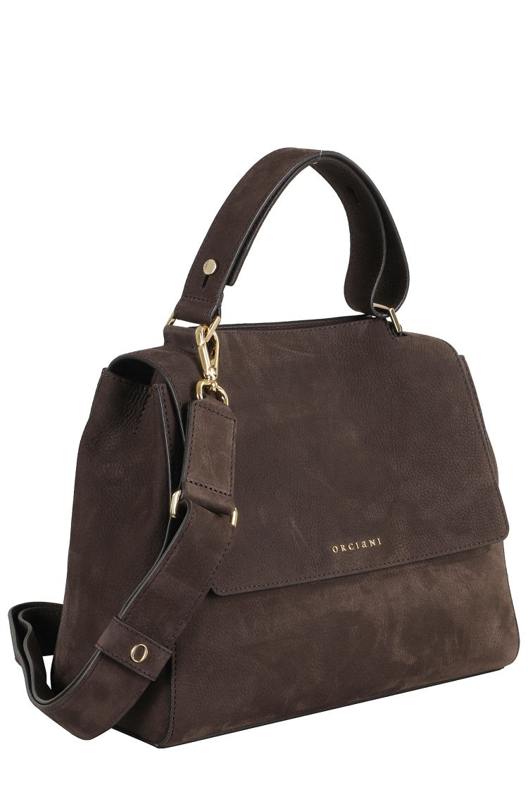Orciani Structured Brown Leather Shoulder Bag