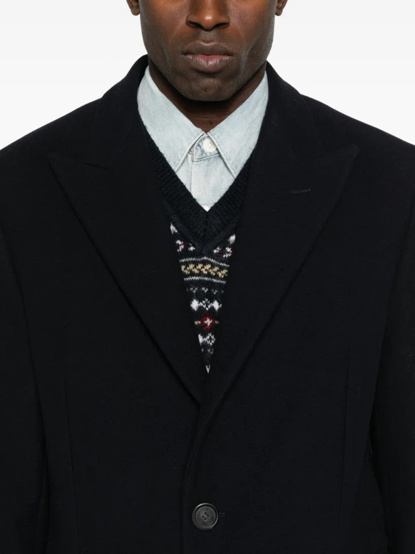 Golden Goose Single-Breasted Gold Wool Blend Coat