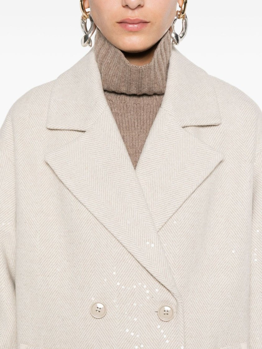 Liu Jo Short Double-Breasted Coat With Wide Lapel