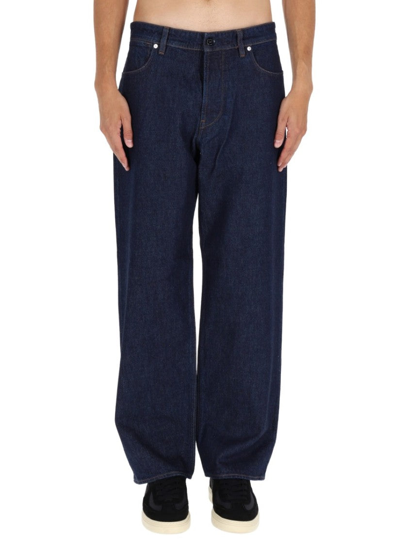 Stone Island Indigo Blue Denim Trousers With Wide-Leg Fit