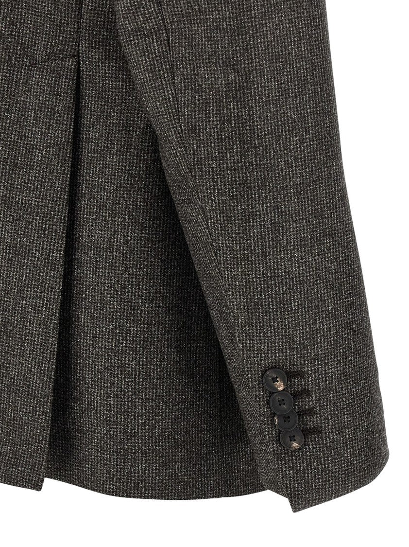 Tagliatore Micro Houndstooth Pattern Wool Suit With Blazer And Tailored Pants