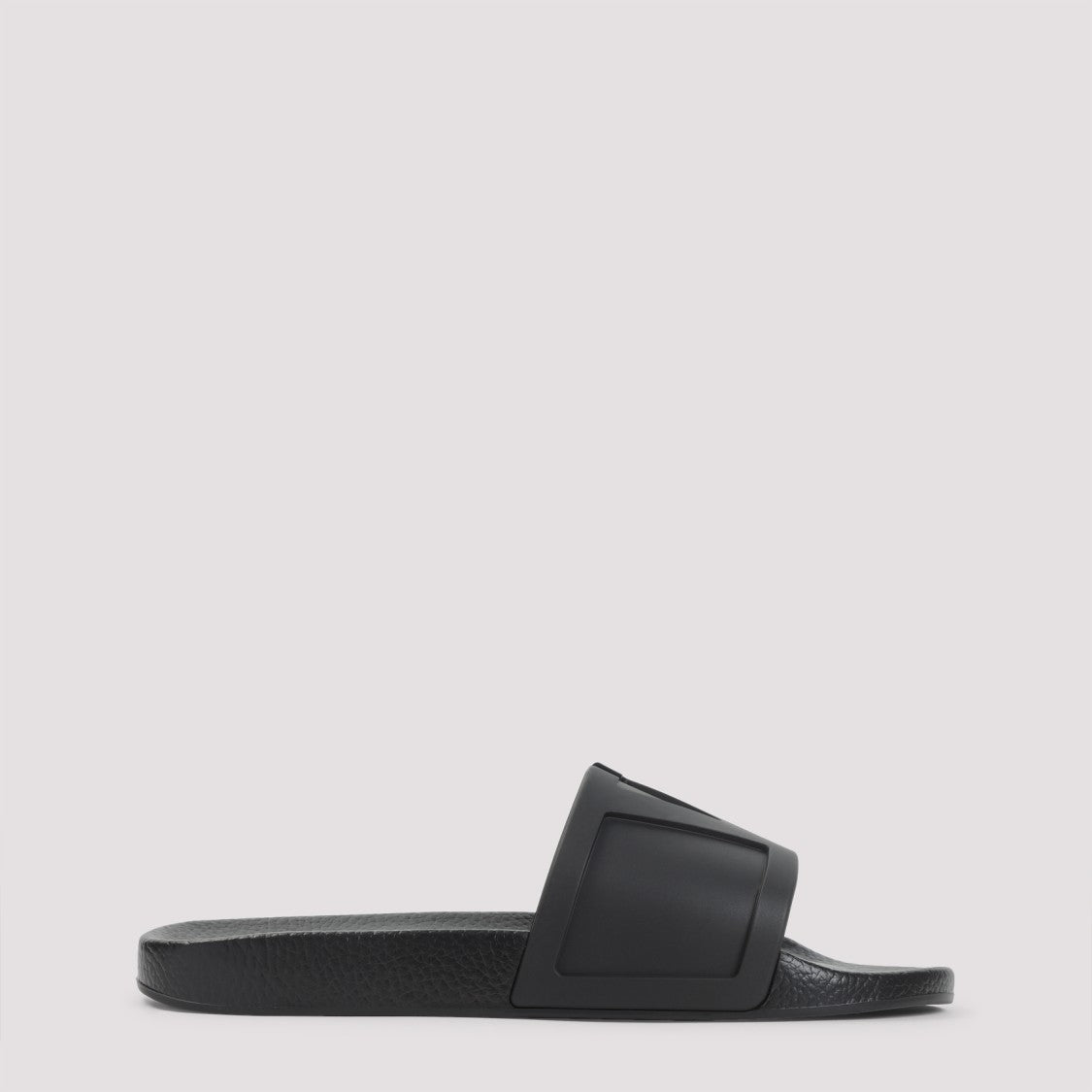 Valentino Garavani Minimalist Black Slides With Geometric Detail