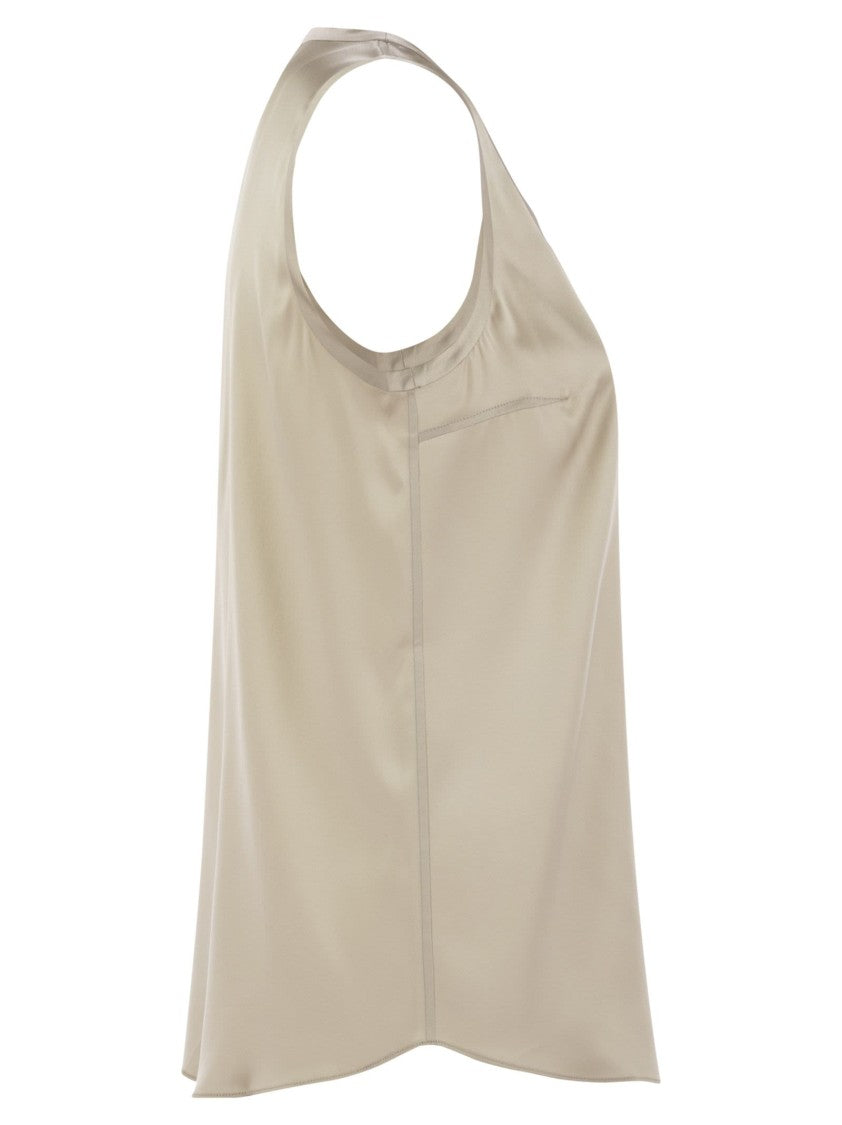 Brunello Cucinelli Stretch Silk Satin Top