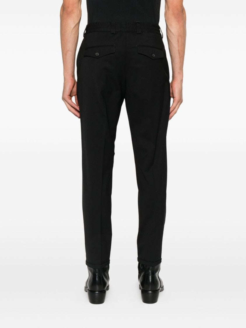 Pt Torino Tailored Black Trousers With Classic Waistband