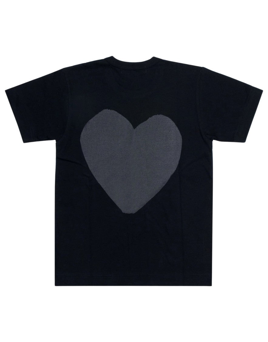Cdg Play Matte Heart Graphic Black T-Shirt