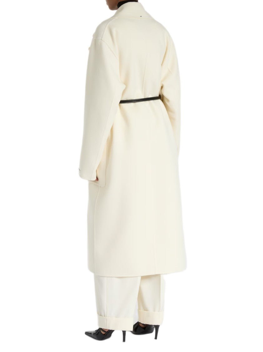 Sportmax Asymmetrical Wrap-Style Long Coat In Soft Double Wool