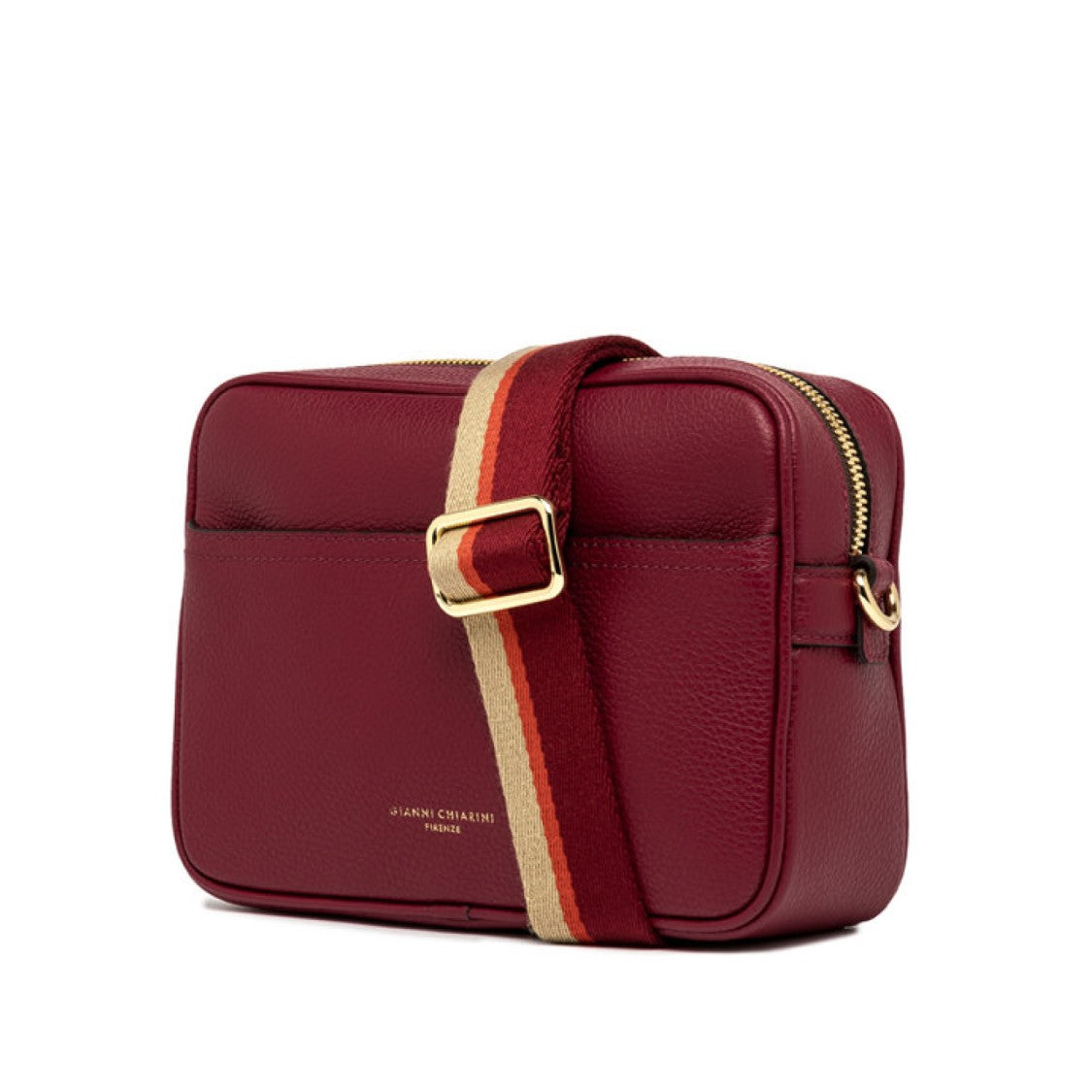 Gianni Chiarini Nina Shoulder Bag In Bordeaux Hammered Leather