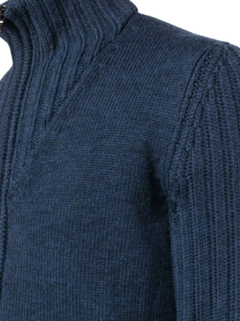 Paul & Shark Knitted Cardigan With Full Zip And High Ribbed Collar