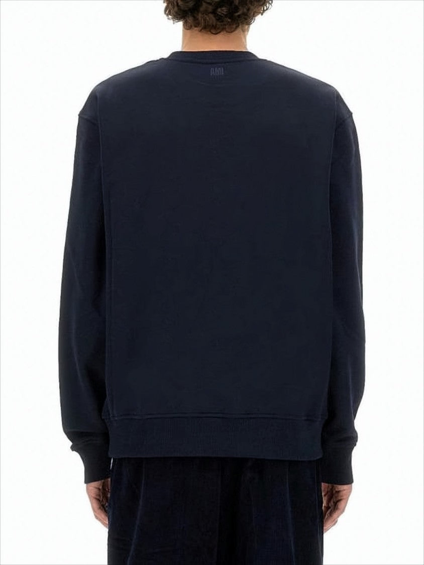 Ami Relaxed Fit Long-Sleeve Cotton Top With Ribbed Cuffs