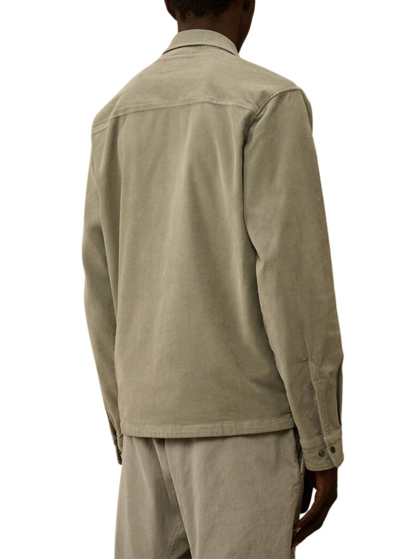 C.P. Company Corduroy Overshirt With Front Zipper And Logo Patch