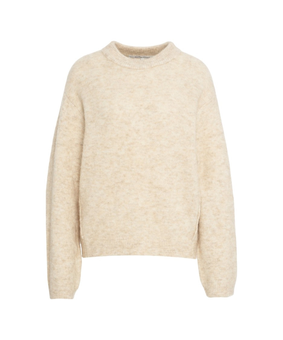 Second Female Heathered Knit Sweater With Ribbed Detailing