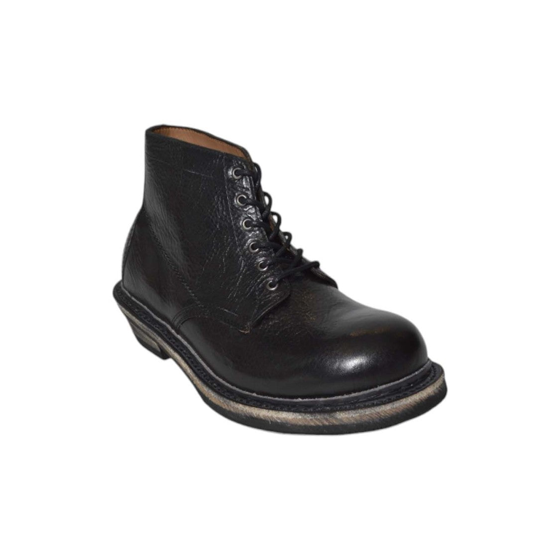 Our Legacy Textured Leather Boots With Lace-Up Front And Stacked Heel