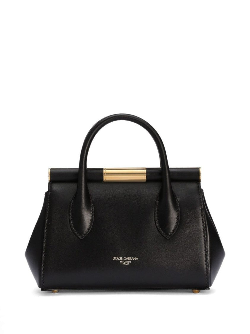 Dolce & Gabbana Structured Handbag With Gold-Tone Clasp And Detachable Chain Strap