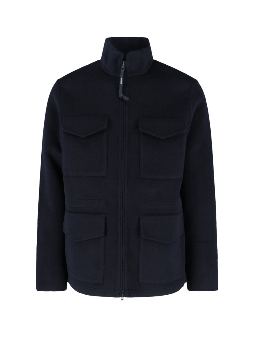 Aspesi Structured Front Zipper Jacket With Stand Collar